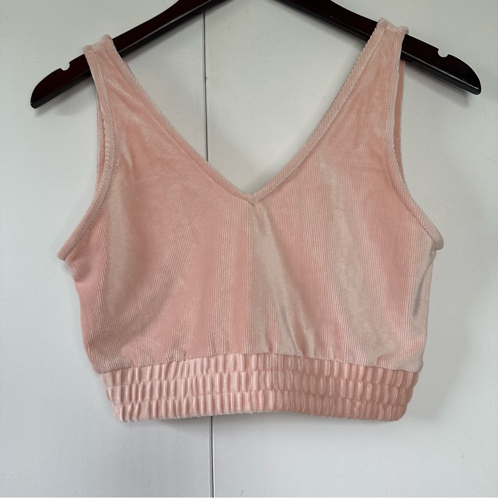 NWT Double Zero Pink Velour Bralette